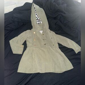 Tahari Olive Green Hooded Double-Breasted Pea Coat for Kids